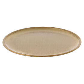 Candle holder plate matte gold plated brass 6 3/4 in