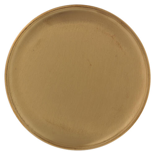 Candle holder plate matte gold plated brass 6 3/4 in 1