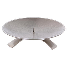 Modern-style candle holder in matt silver-plated brass with jag