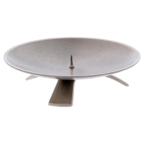 Modern-style candle holder in matt silver-plated brass with jag 2