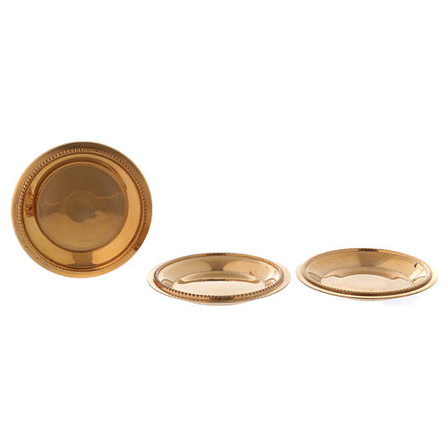 Set of 3 candle holder plates in gold-plated brass 4.5 cm 1