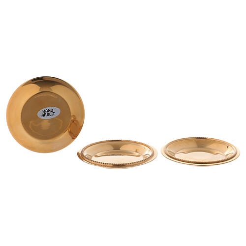 Kit of 3 candle holder plates gold plated brass 1 3/4 in 2