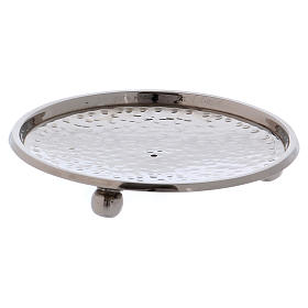 Piattino portacero decorato 3 piedi ottone argentato