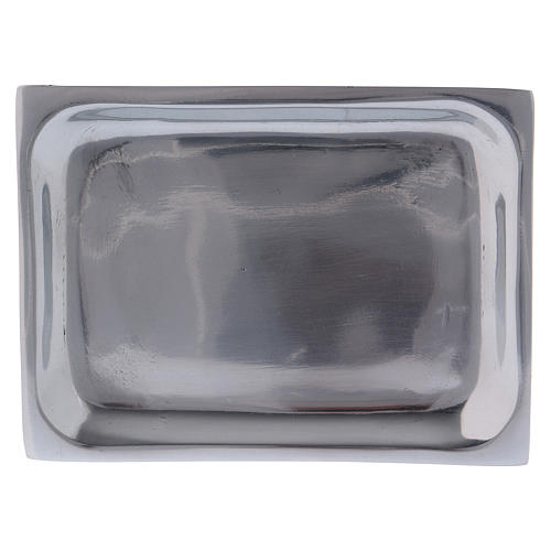 Assiette rectangulaire porte-bougie aluminium nickelé 1