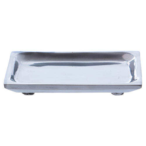 Assiette rectangulaire porte-bougie aluminium nickelé 2