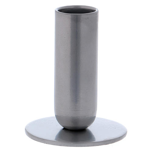 Tube-shaped candle holder in nickel-plated iron 8 cm 2