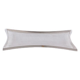 Candle holder plate with concave edges in silver-plated brass