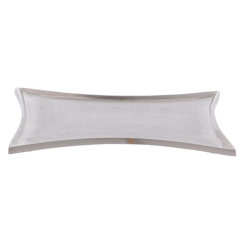 Candle holder plate with concave edges in silver-plated brass 2