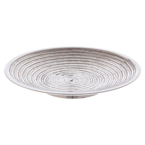 Candle holder plate in silver-plated brass with spiral decoration 2