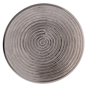 Spiral decorated candle holder plate in silver-plated brass