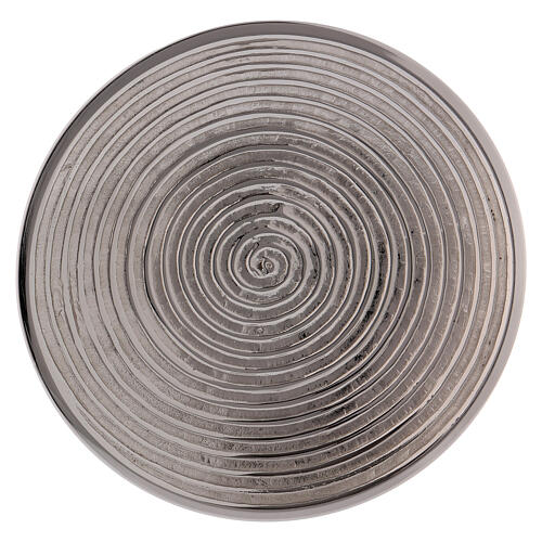 Spiral decorated candle holder plate in silver-plated brass 1