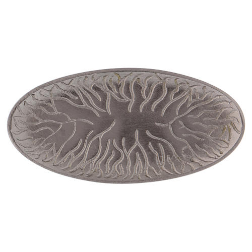 Oval candle holder plate in silver-plated brass 1