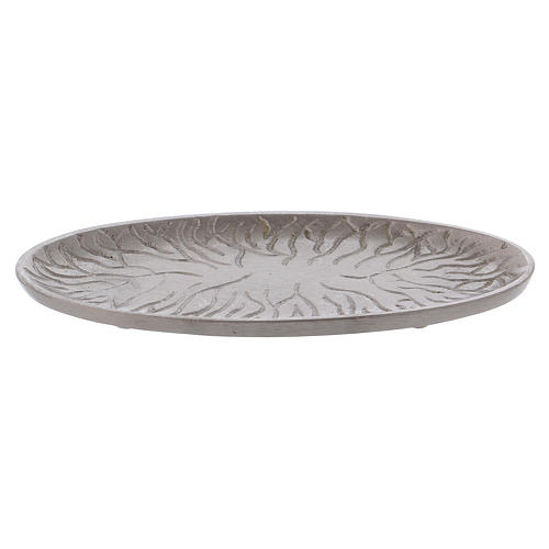 Oval candle holder plate in silver-plated brass 2