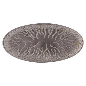 Oval candle holder plate in silver-plated brass