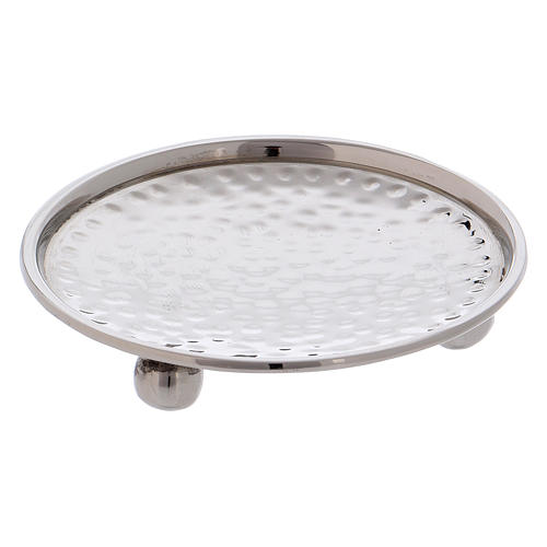 Modern-style candle holder plate in silver-plated brass 8 cm 2