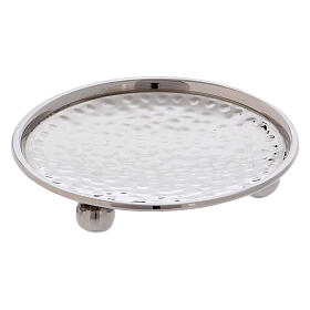 Modern candle holder plate silver-plated brass 3 in