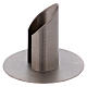Tube-shaped candle holder with opening in matt silver-plated brass 3 cm s2