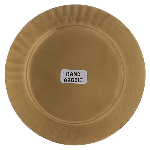 Candle holder plate with worked edge in matt gold-plated brass 3
