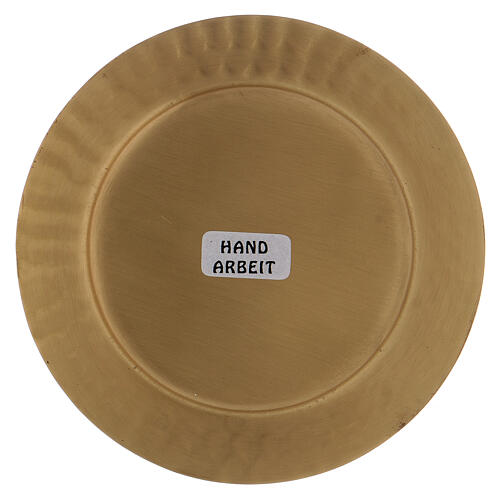 Matte gold plated brass candle holder plate with slightly hammered edge 3