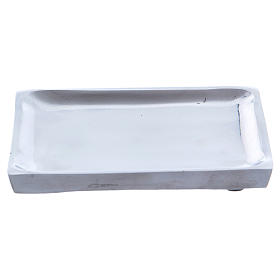 Square candle holder in glossy silver-plated brass 11 cm