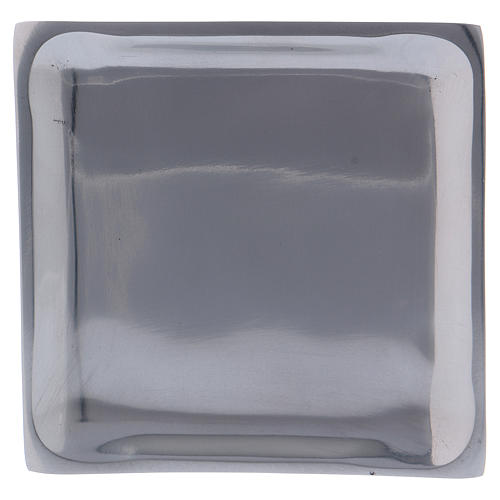 Square candle holder in glossy silver-plated brass 11 cm 1