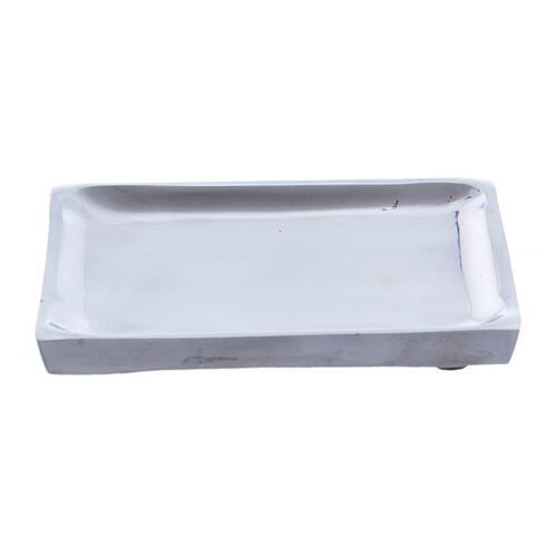 Square candle holder in glossy silver-plated brass 11 cm 1