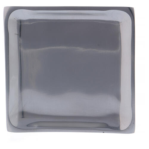 Square candle holder in glossy silver-plated brass 11 cm 2