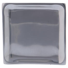 Bougeoir carré laiton argenté brillant 11 cm