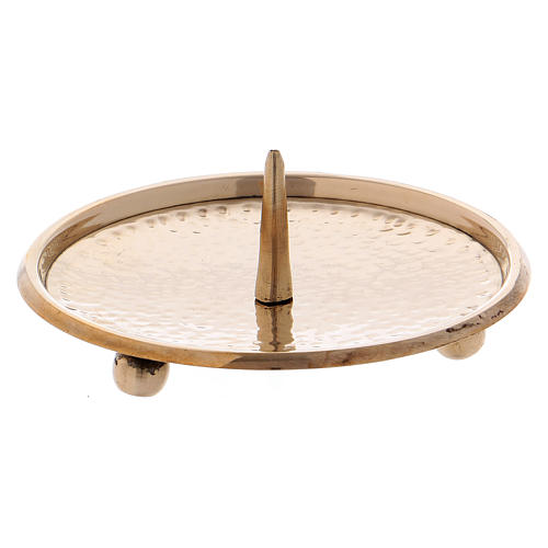 Candle holder plate in gold-plated brass with decoration and jag 1