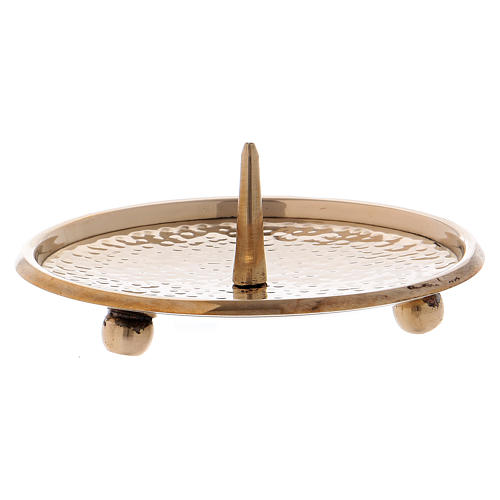 Candle holder plate in gold-plated brass with decoration and jag 2