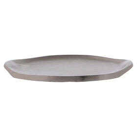 Ovaler Kerzenteller aus mattem versilbertem Messing, 12 cm