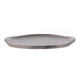 Oval candle holder in matt silver-plated brass 12 cm