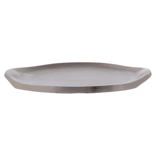 Oval candle holder in matt silver-plated brass 12 cm 2