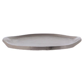 Bougeoir ovale laiton argenté mat 12 cm