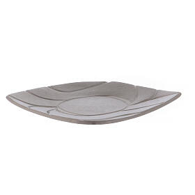 Portacandela stile moderno con intagli ottone argentato