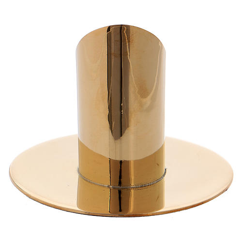 Tube-shaped candle holder in gold-plated brass 3 cm 3