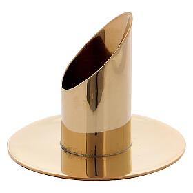 Tubular candlestick in gold plated brass mirror effect 1 1/4 in