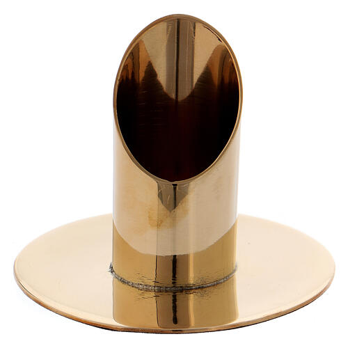Tubular candlestick in gold plated brass mirror effect 1 1/4 in 1