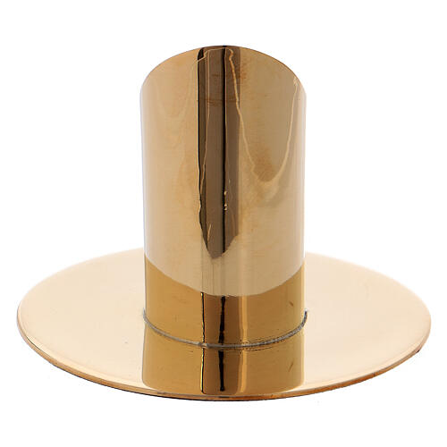 Tubular candlestick in gold plated brass mirror effect 1 1/4 in 3