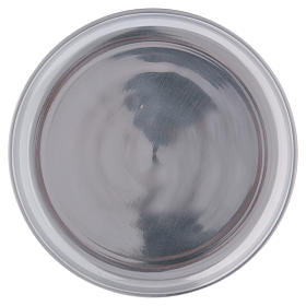 Simple candle holder plate in glossy silver-plated brass