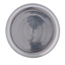 Simple candle holder plate in glossy silver-plated brass