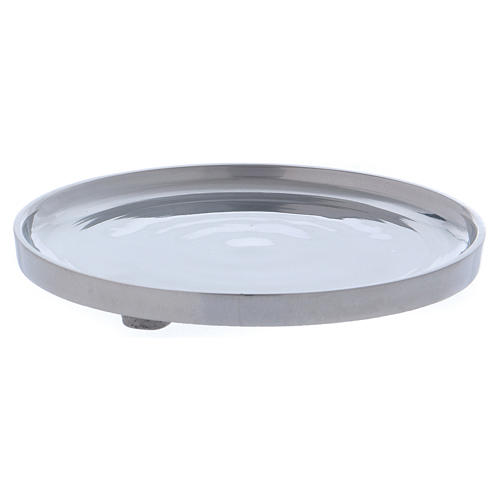 Simple candle holder plate in glossy silver-plated brass 2