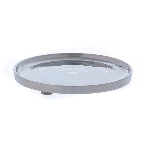 Simple candle holder plate in glossy silver-plated brass 1