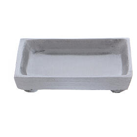 Square candle holder plated with raised edge in silver-plated brass