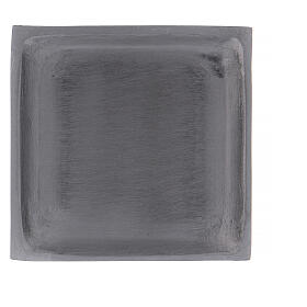 Square candle holder plated with raised edge in silver-plated brass