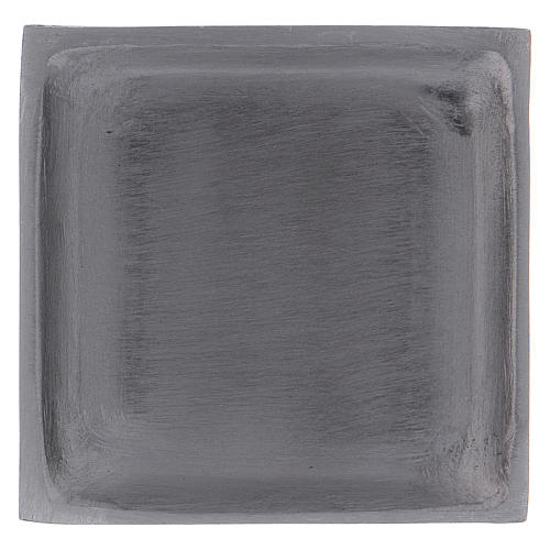 Square candle holder plated with raised edge in silver-plated brass 1