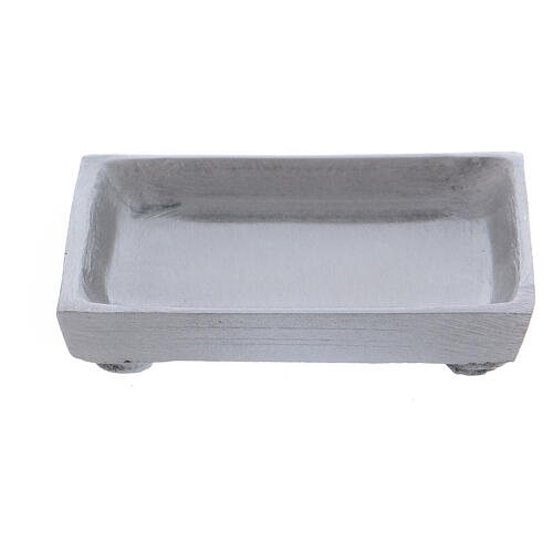 Square candle holder plated with raised edge in silver-plated brass 1