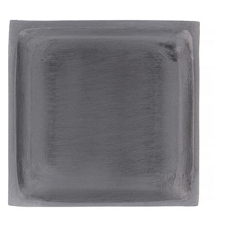 Piattino portacandela quadrato bordo rialzato ottone argentato 2