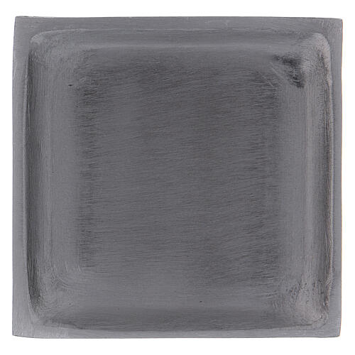 Square candle holder plate with raised edge silver-plated brass 1