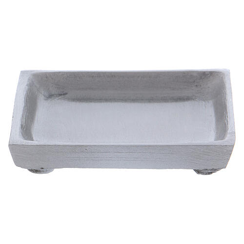Square candle holder plate with raised edge silver-plated brass 2